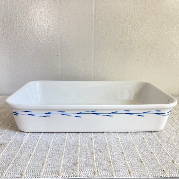 VTG Kari Trestakk Norway Casserole Porcelain Baking Dish Abstract Forks Design - Picture 2 of 11